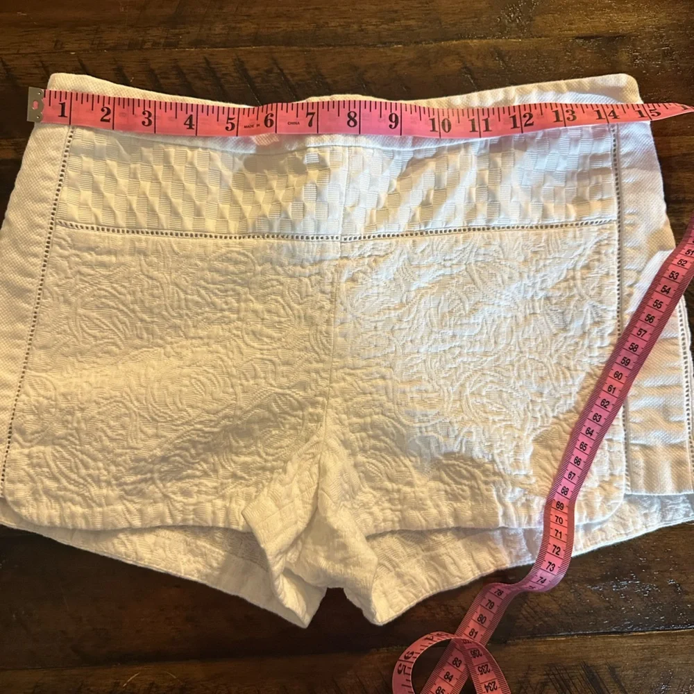 J Crew White Textured Embroidered Shorts Cotton Garden Cottagecore 4